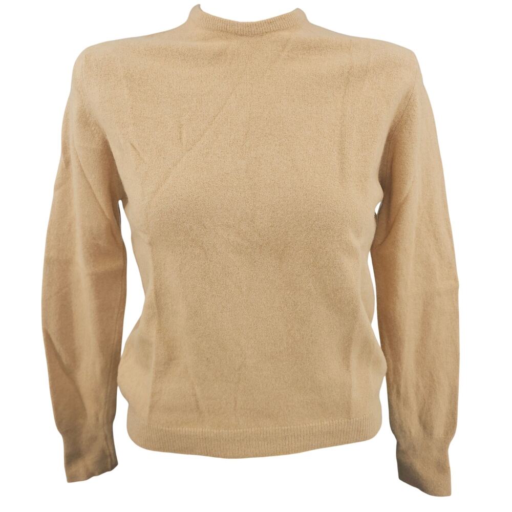Vintage 50's Garland Dreamspun Wool Knit Sweater Tan Brown Grandmacore XS 3845
